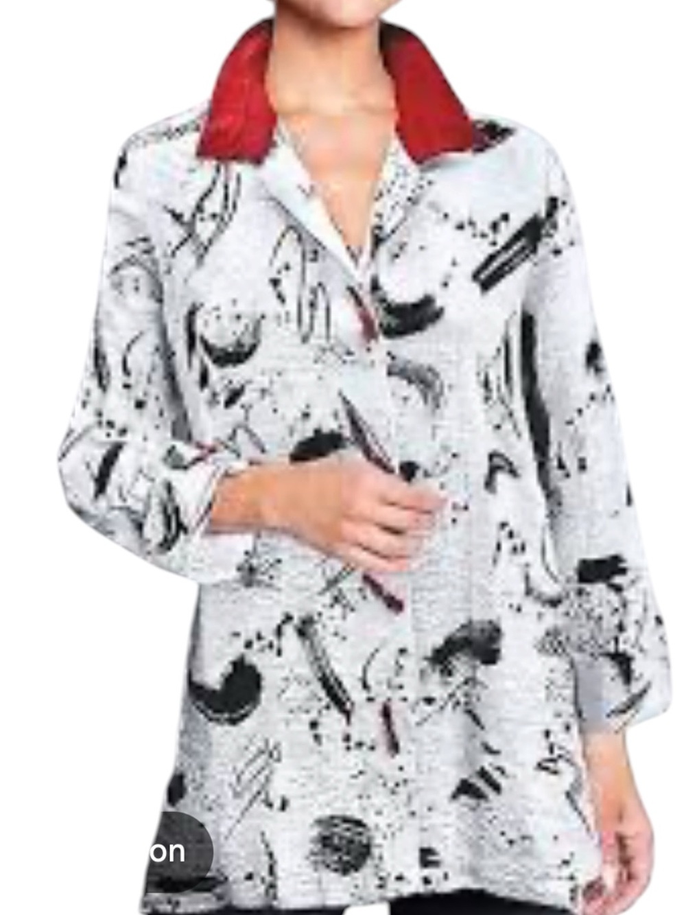 Ali Miles Abstract Brushstroke and Scribble Button Front Blouse